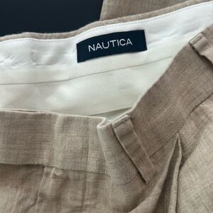 Men's Nautica Linen Dress Pants In Khaki Size 38x30